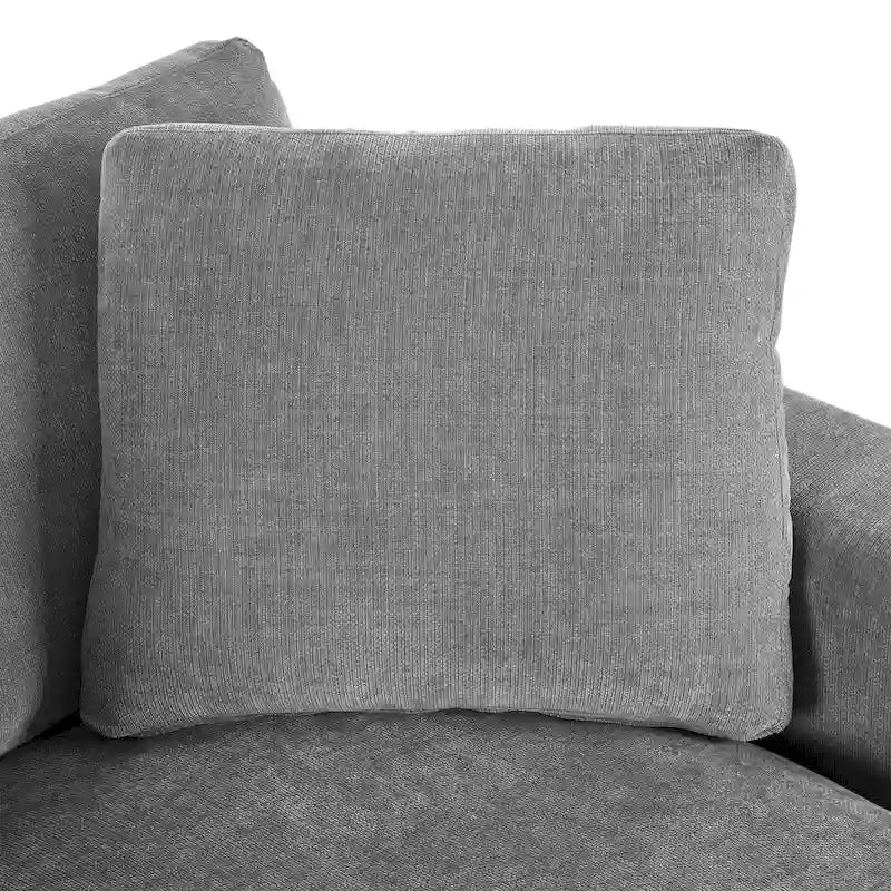 Gray Modern 53.5 Chaise Lounge Chair with Solid Wood Legs and Pillows for Living Room
