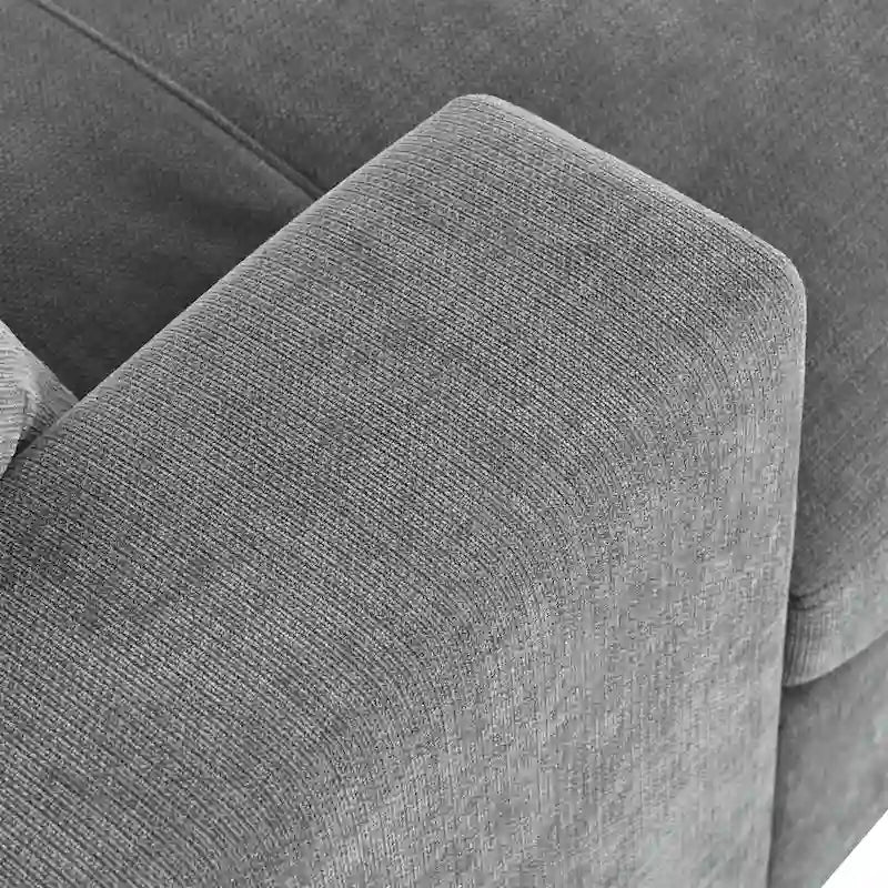 Gray Modern 53.5 Chaise Lounge Chair with Solid Wood Legs and Pillows for Living Room