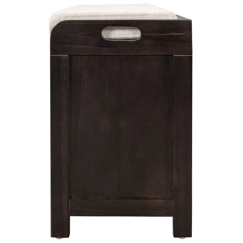 Rustic Storage Bench with Removable Basket, 2 Drawers & Cushion Top