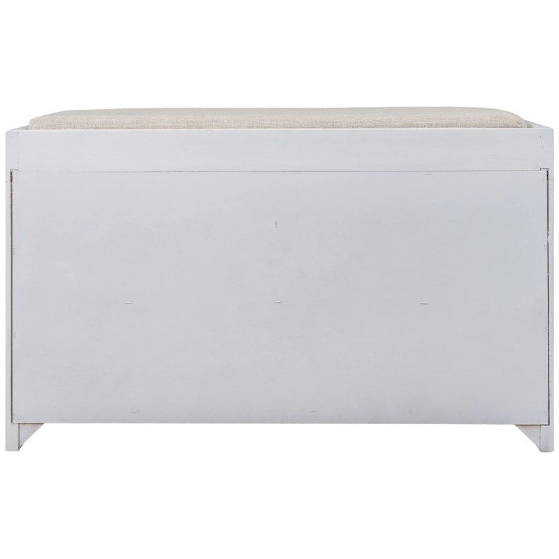 Rustic Storage Bench with Removable Basket, 2 Drawers & Cushion Top