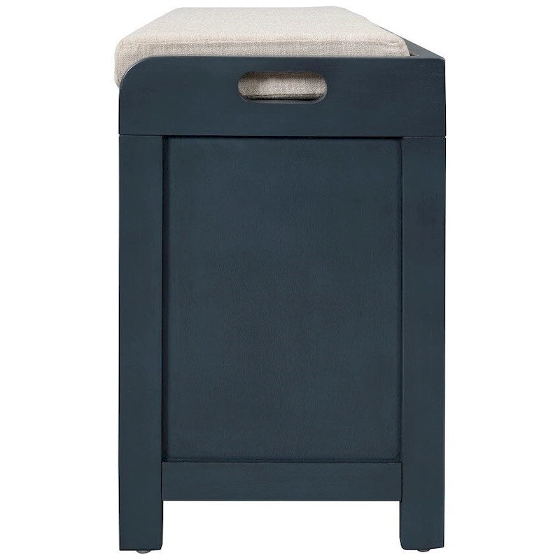 Rustic Storage Bench with Removable Basket, 2 Drawers & Cushion Top