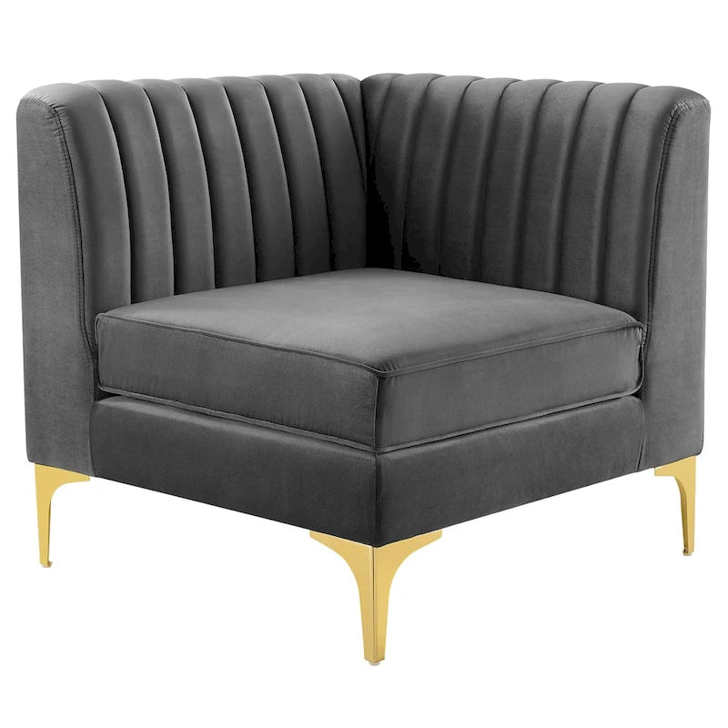 Channel Tufted Performance Velvet 4-Seater Sofa