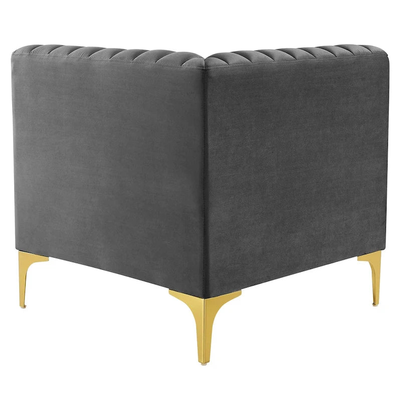 Channel Tufted Performance Velvet 4-Seater Sofa