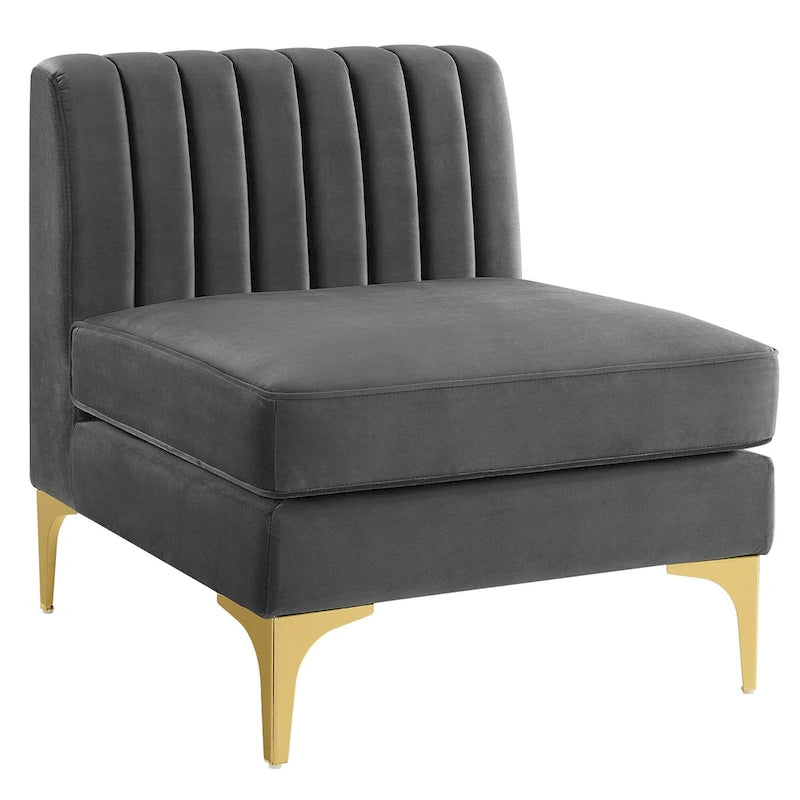 Channel Tufted Performance Velvet 4-Seater Sofa