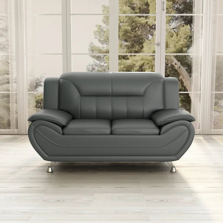 61.3" Faux Leather Pillow Top Arm Loveseat