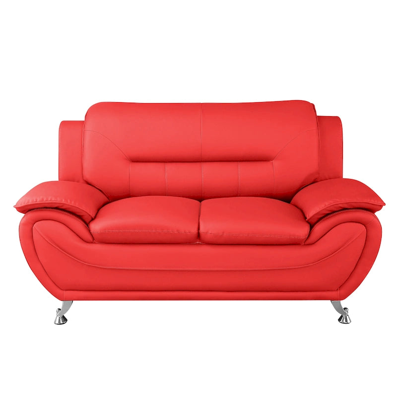 61.3" Faux Leather Pillow Top Arm Loveseat