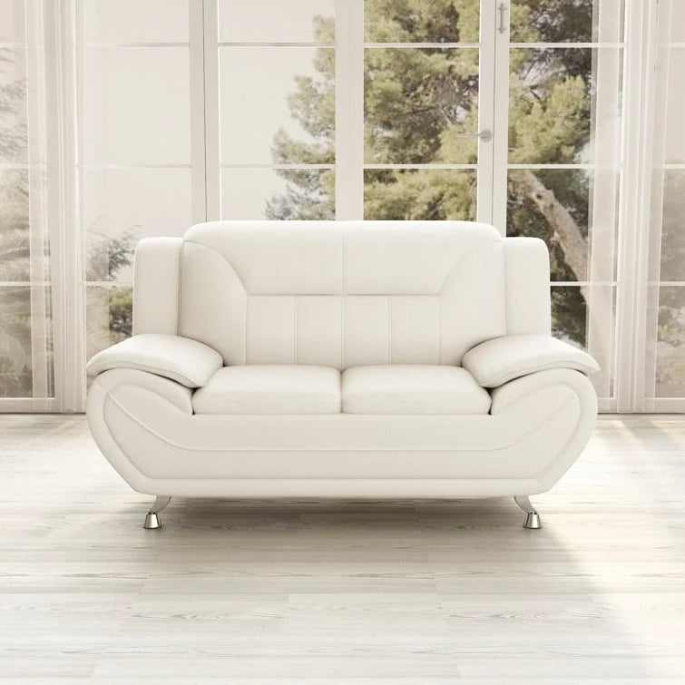 61.3" Faux Leather Pillow Top Arm Loveseat