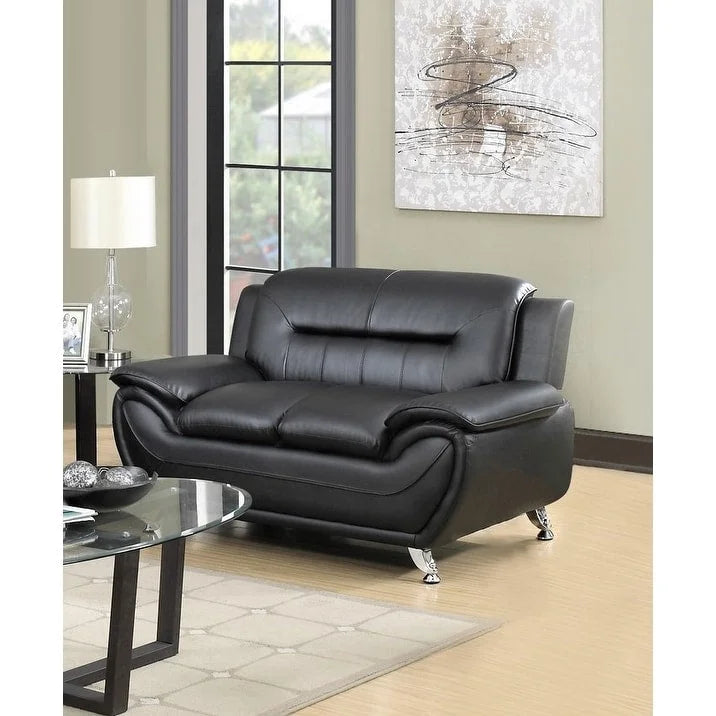 61.3" Faux Leather Pillow Top Arm Loveseat