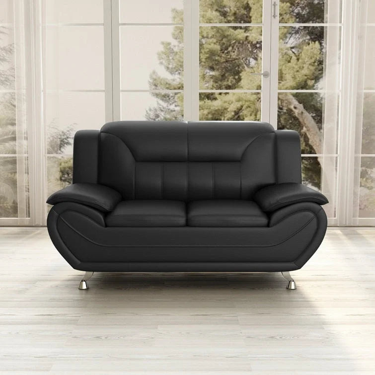 61.3" Faux Leather Pillow Top Arm Loveseat