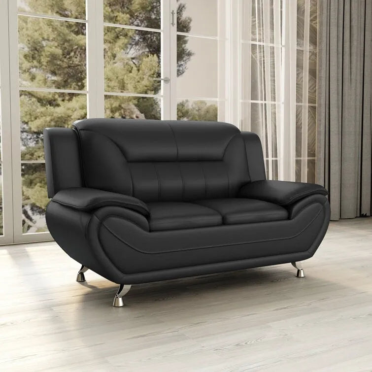 61.3" Faux Leather Pillow Top Arm Loveseat