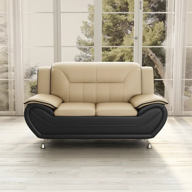 61.3" Faux Leather Pillow Top Arm Loveseat