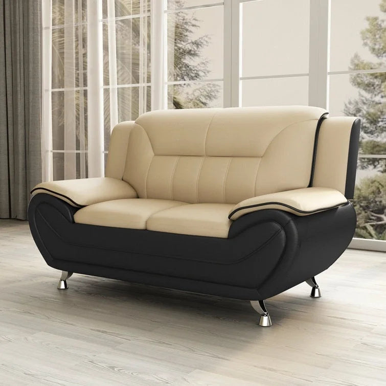61.3" Faux Leather Pillow Top Arm Loveseat