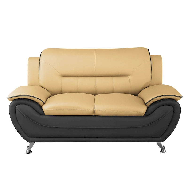 61.3" Faux Leather Pillow Top Arm Loveseat