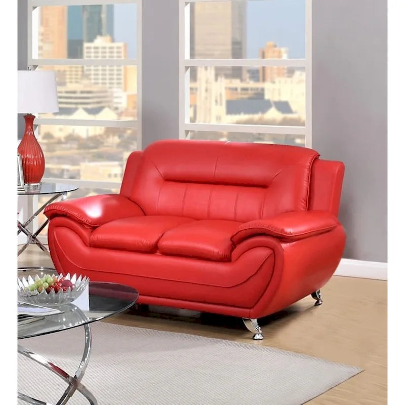 61.3" Faux Leather Pillow Top Arm Loveseat
