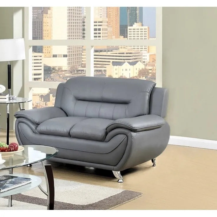61.3" Faux Leather Pillow Top Arm Loveseat