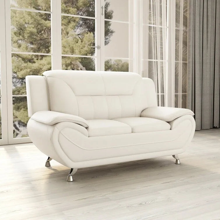 61.3" Faux Leather Pillow Top Arm Loveseat