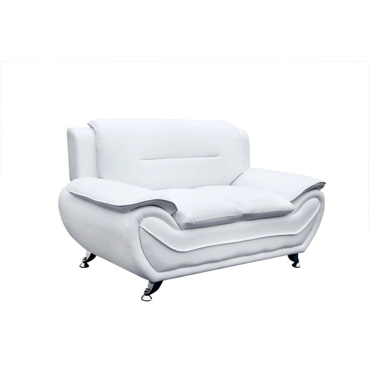 61.3" Faux Leather Pillow Top Arm Loveseat