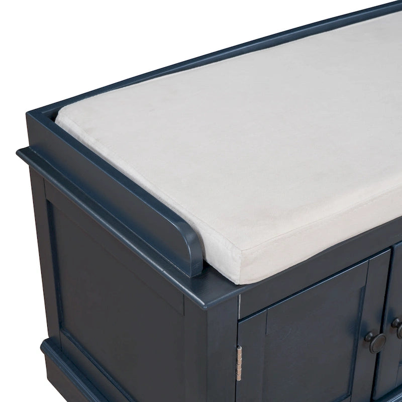 Storage Bench with 4 Doors and Adjustable Shelves