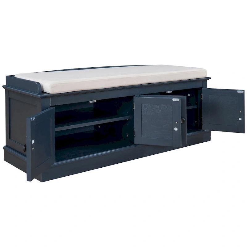 Storage Bench with 4 Doors and Adjustable Shelves