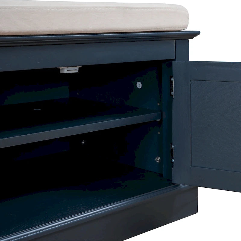 Storage Bench with 4 Doors and Adjustable Shelves