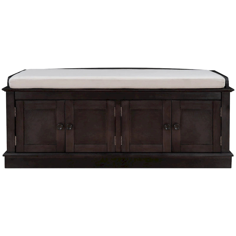 Storage Bench with 4 Doors and Adjustable Shelves