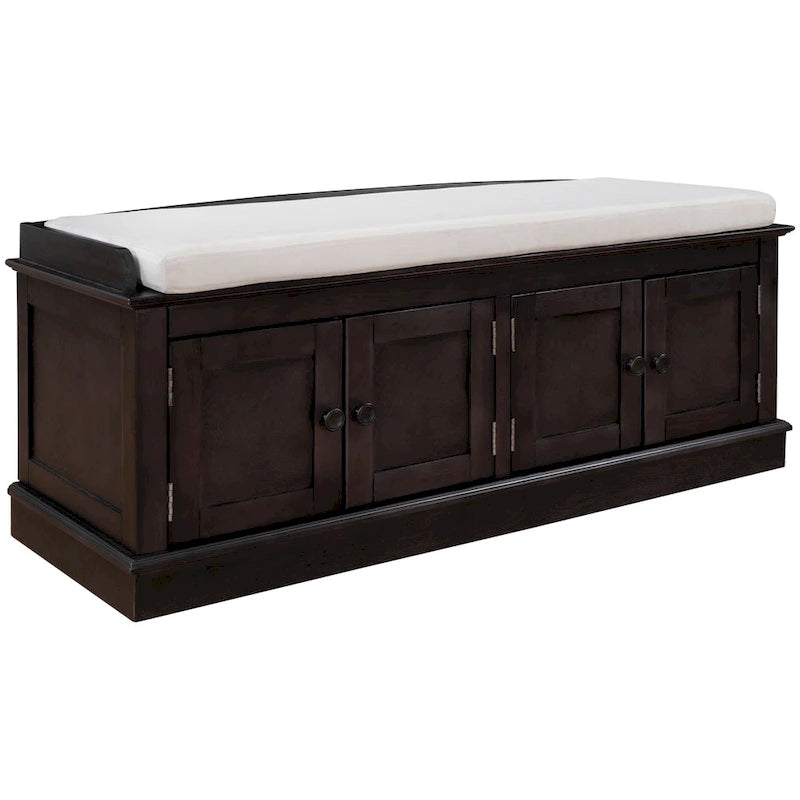 Storage Bench with 4 Doors and Adjustable Shelves