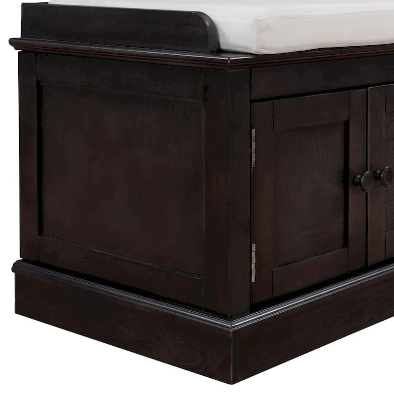 Storage Bench with 4 Doors and Adjustable Shelves