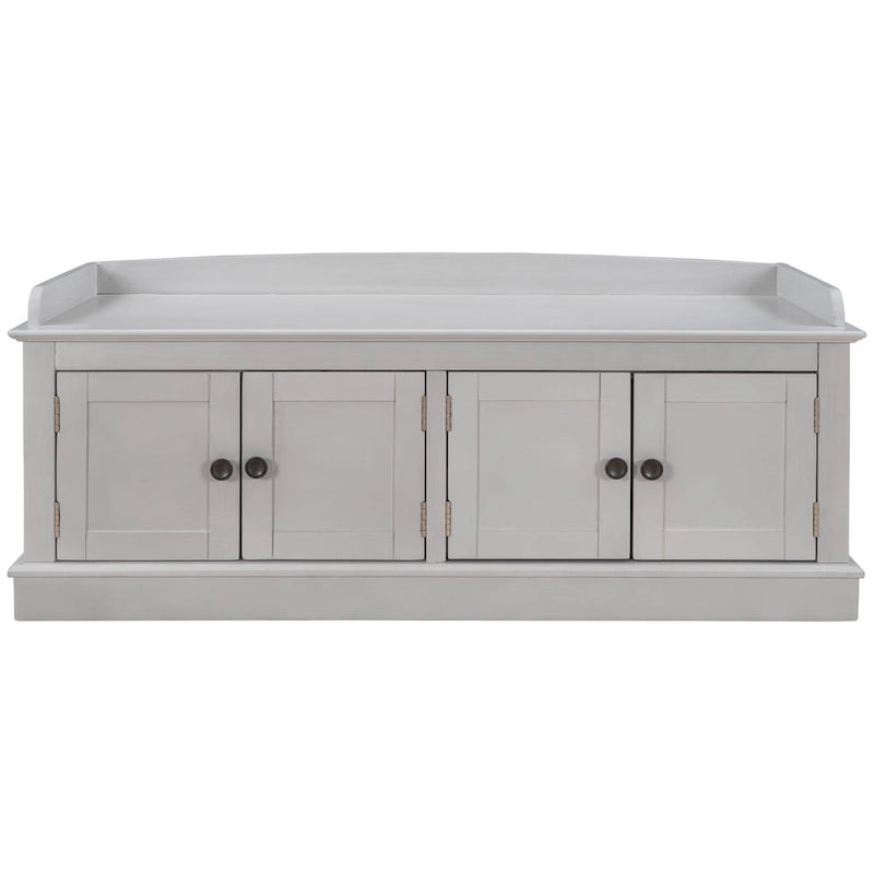 Storage Bench with 4 Doors and Adjustable Shelves