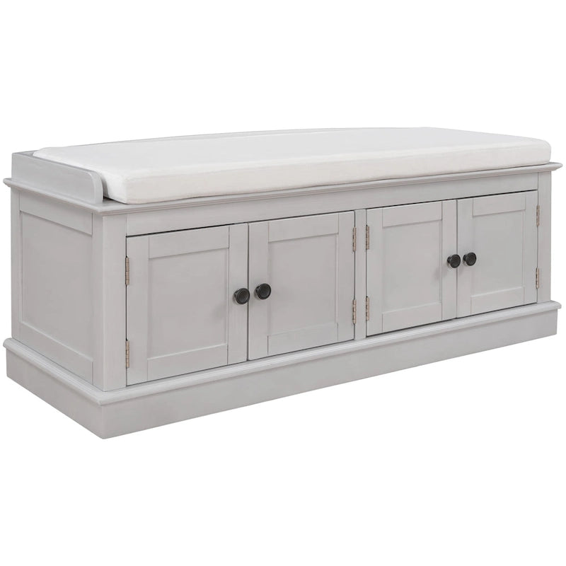 Storage Bench with 4 Doors and Adjustable Shelves