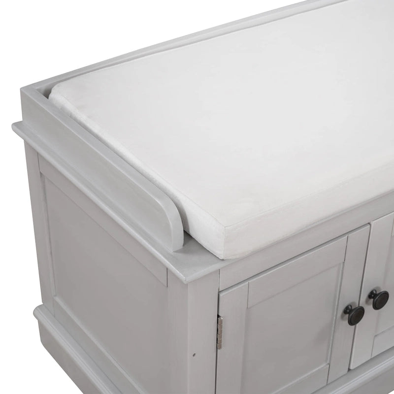 Storage Bench with 4 Doors and Adjustable Shelves