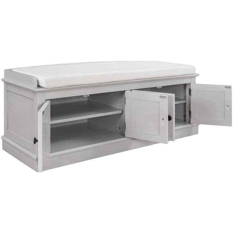 Storage Bench with 4 Doors and Adjustable Shelves
