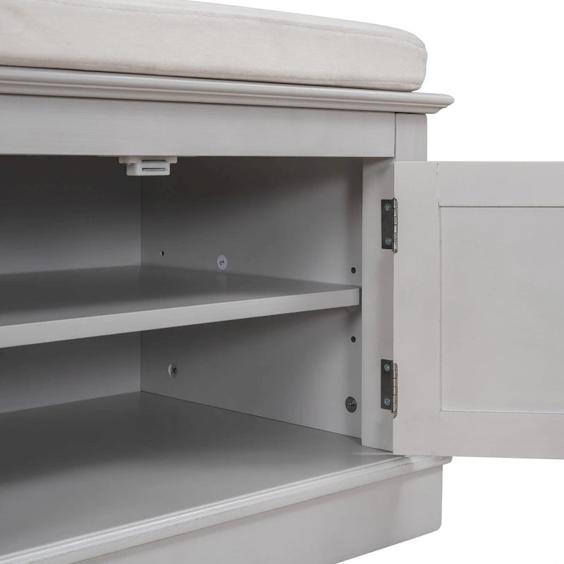 Storage Bench with 4 Doors and Adjustable Shelves