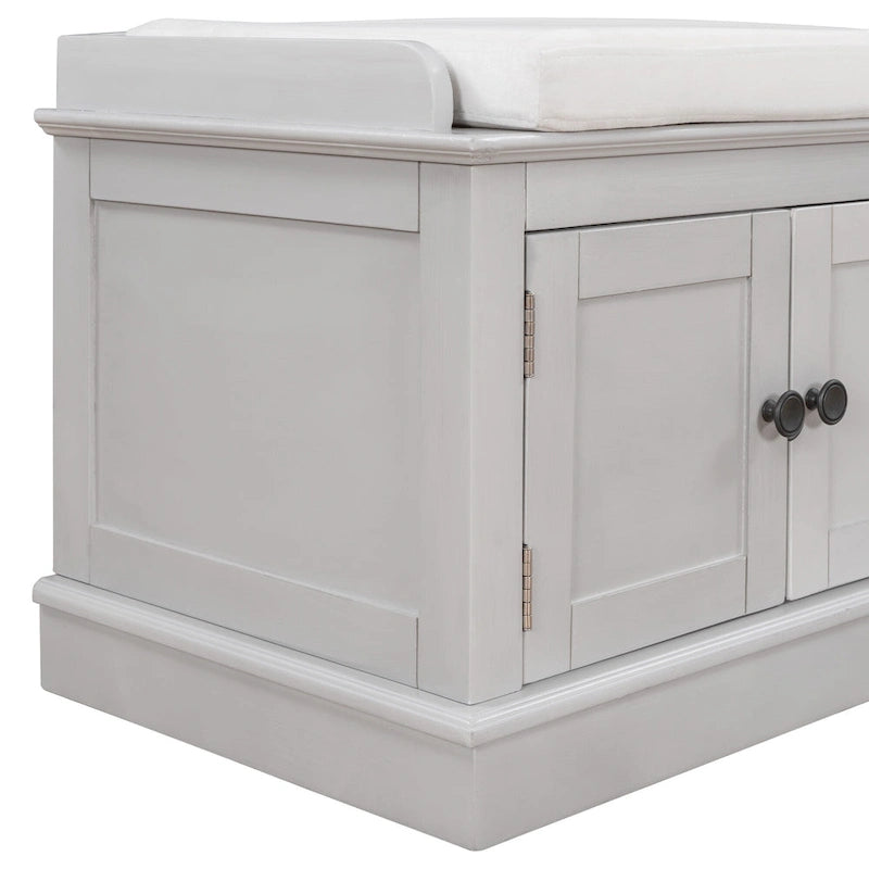 Storage Bench with 4 Doors and Adjustable Shelves