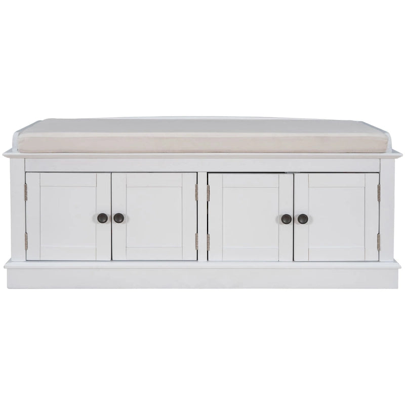 Storage Bench with 4 Doors and Adjustable Shelves