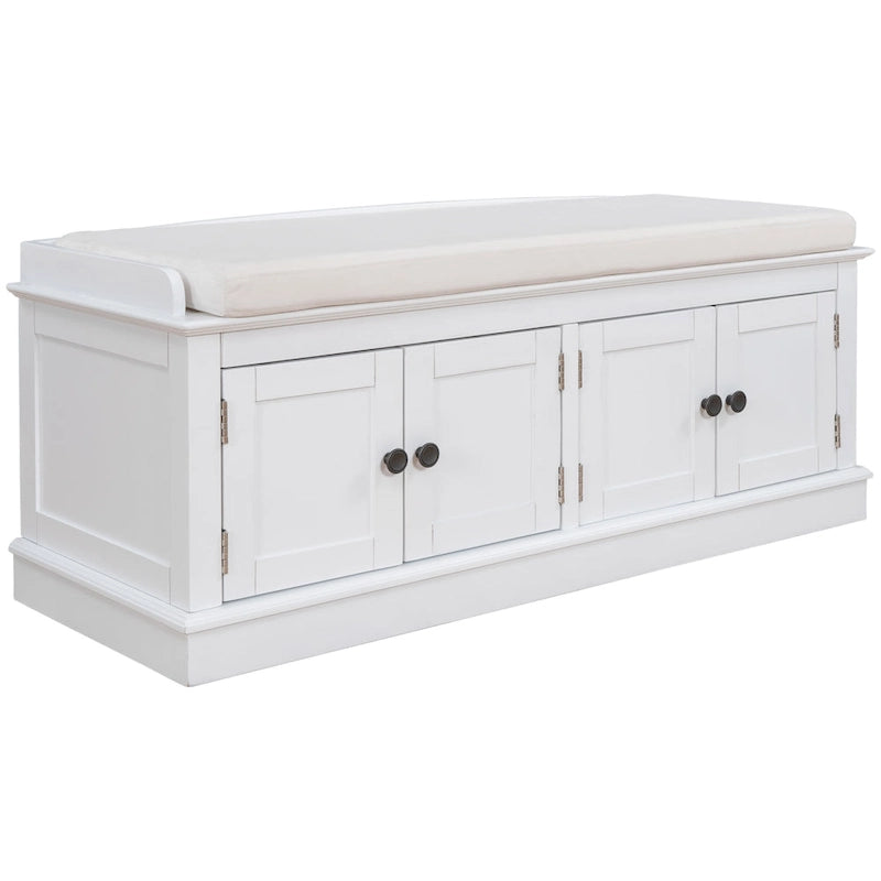 Storage Bench with 4 Doors and Adjustable Shelves