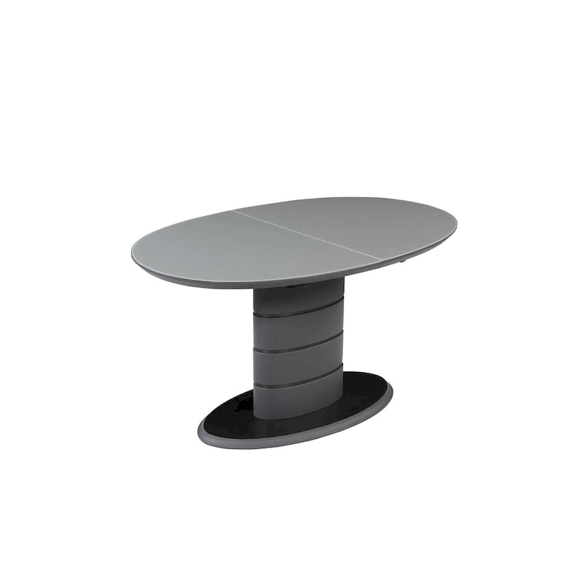 Contemporary Extendable Dining Table with Art Deco Stripe Base