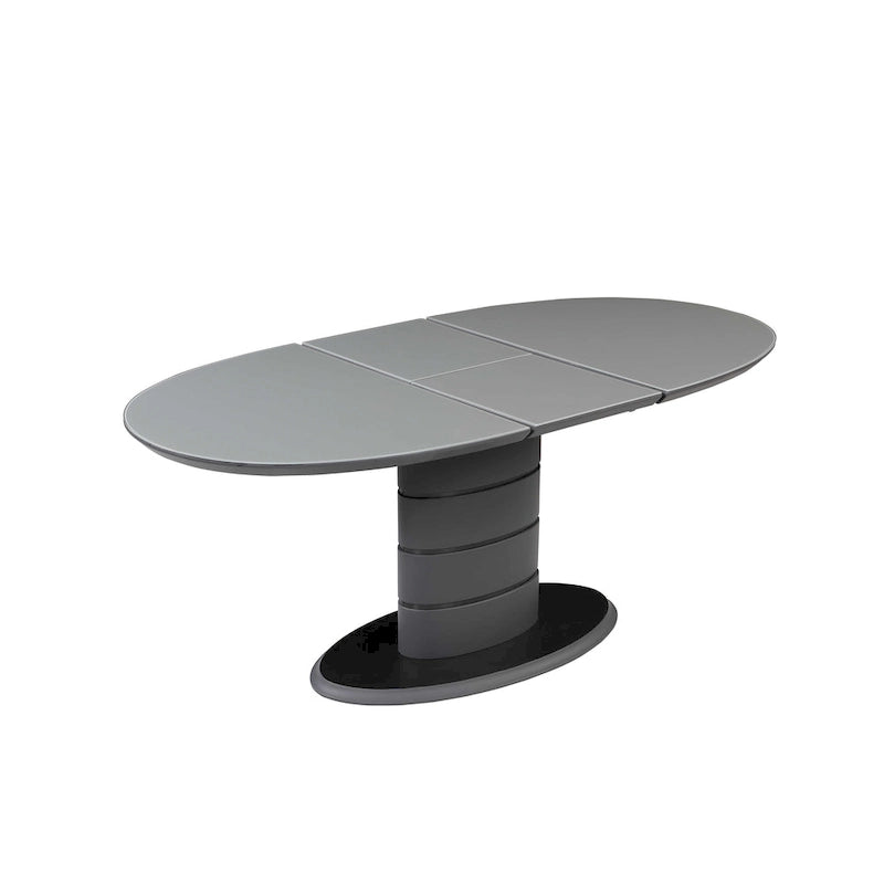 Contemporary Extendable Dining Table with Art Deco Stripe Base