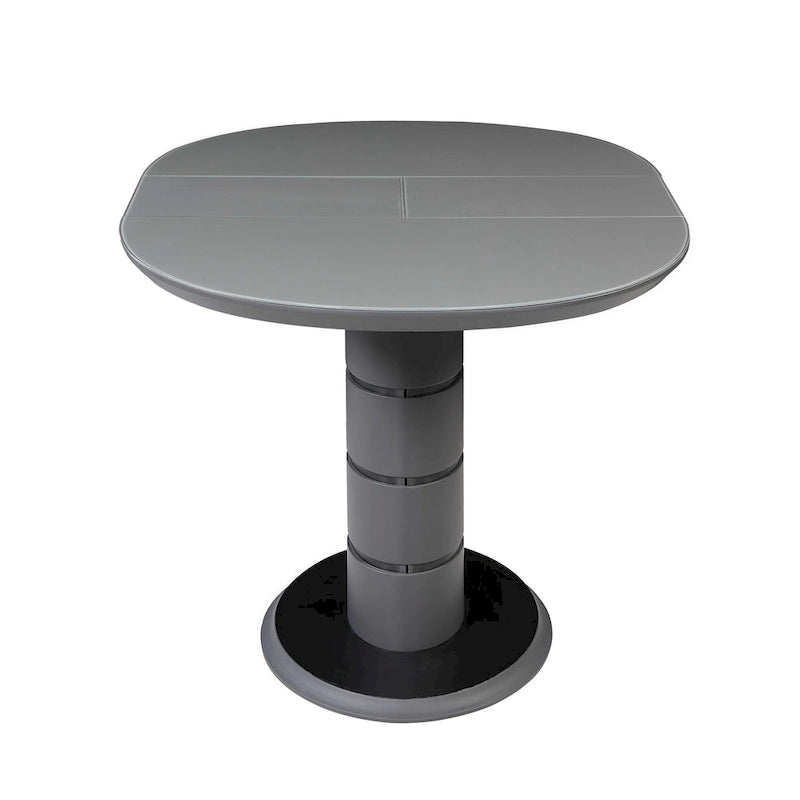 Contemporary Extendable Dining Table with Art Deco Stripe Base
