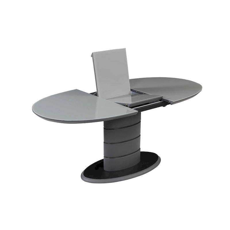 Contemporary Extendable Dining Table with Art Deco Stripe Base