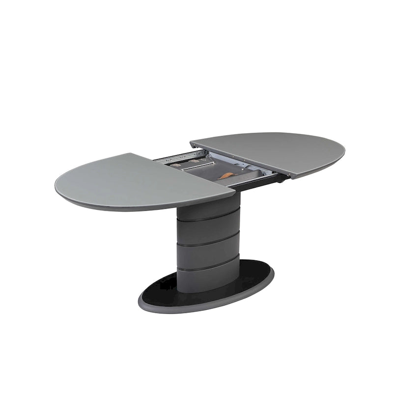 Contemporary Extendable Dining Table with Art Deco Stripe Base