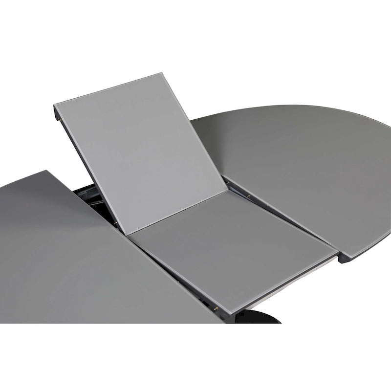Contemporary Extendable Dining Table with Art Deco Stripe Base
