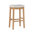Rustic Striped Cream Bar Stool with Nailhead Trim