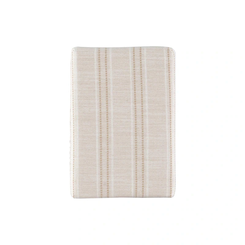 Rustic Striped Cream Bar Stool with Nailhead Trim