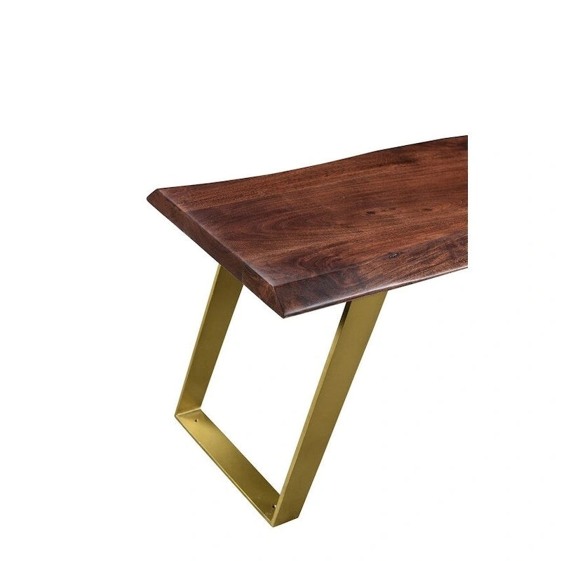 Handmade 60 Sheesham Live Edge Bench with Gold Legs