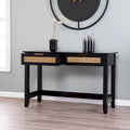 SEI Furniture Chekshire Mid-Century Modern Storage Console Table with Rattan Drawers