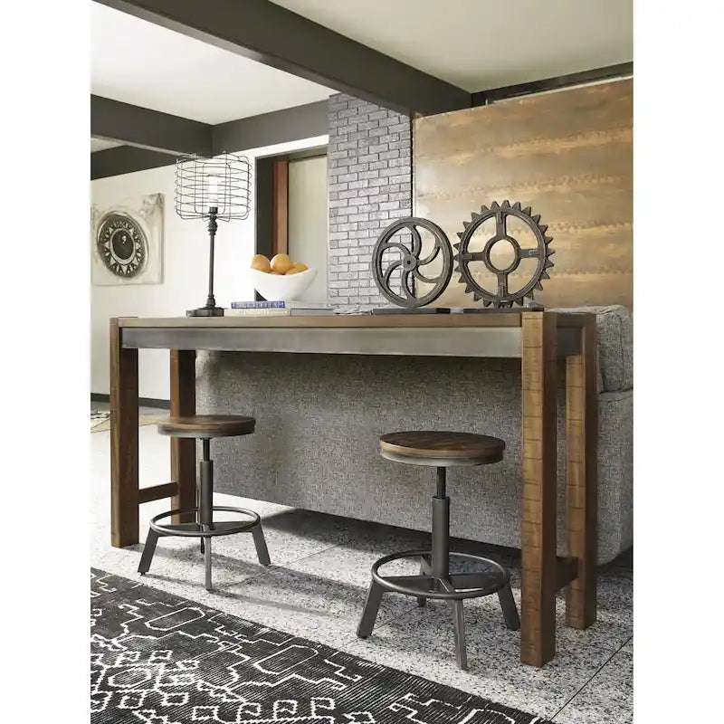 Brown Long Counter Table Vintage Industrial Style