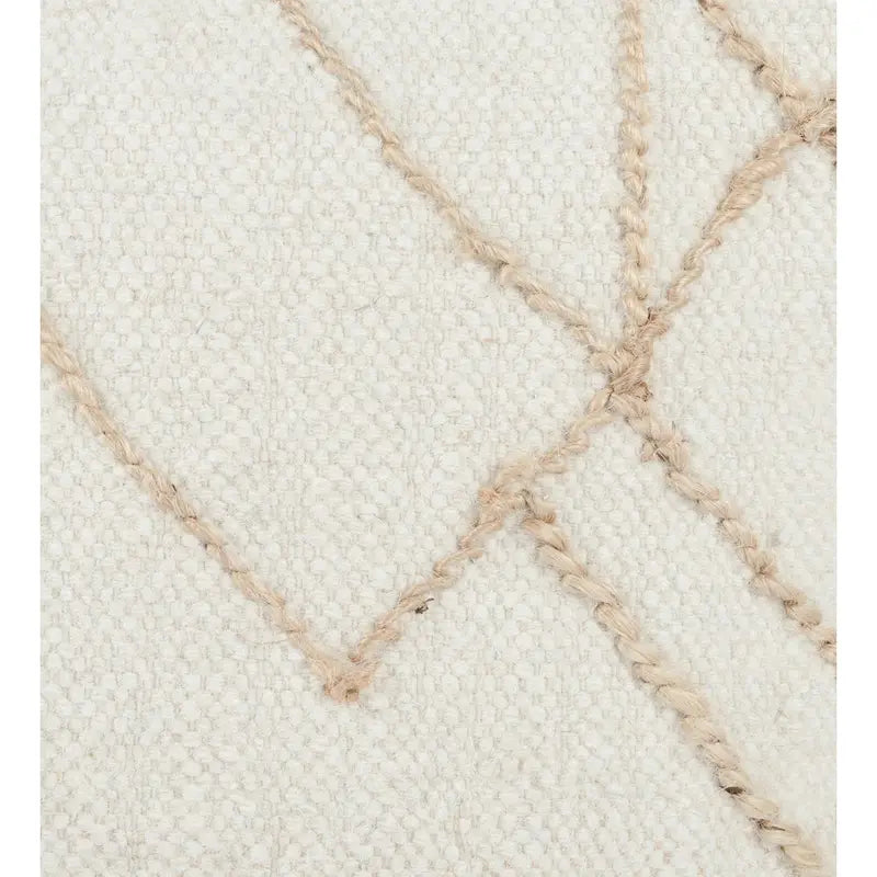 18 Wide Square Ivory Wool & Jute Pouf