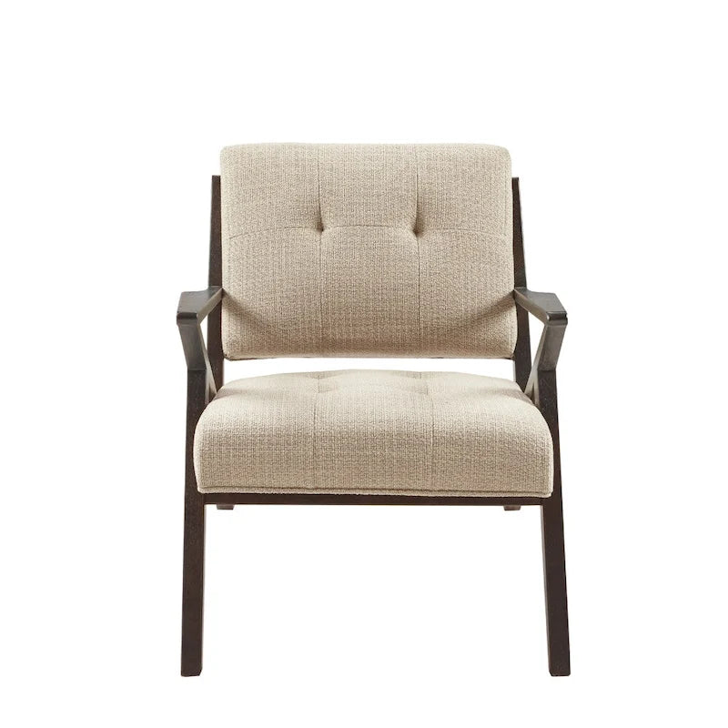 Mid-Century Modern Upholstered Accent Arm Chair with Angled Wood Frame