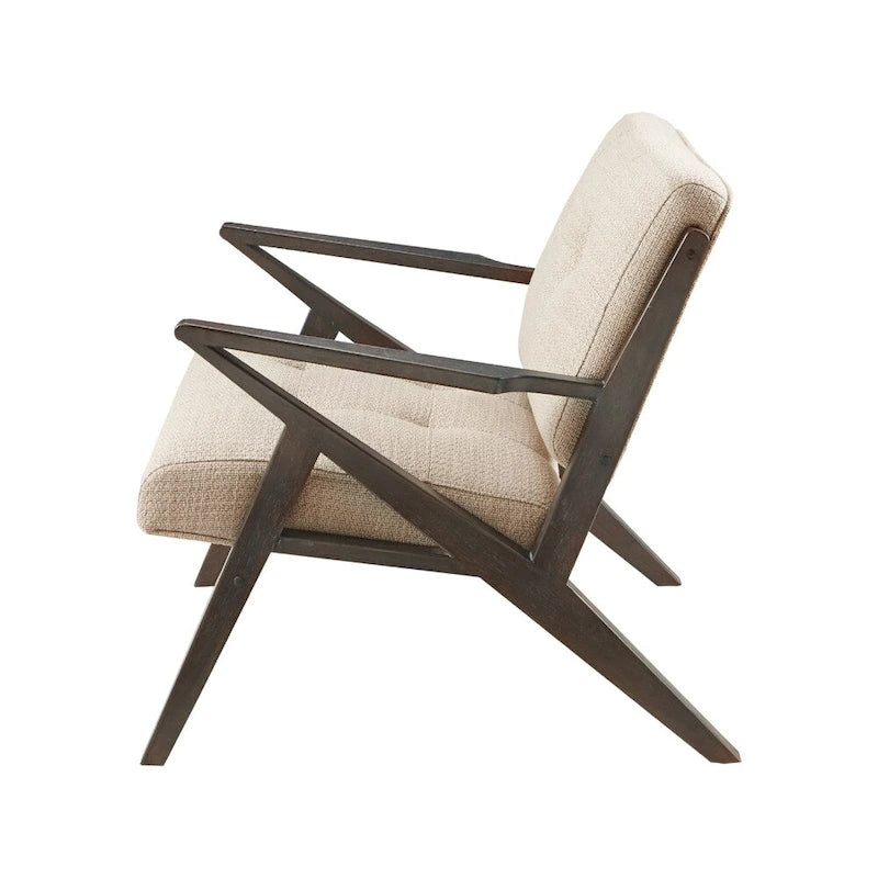 Mid-Century Modern Upholstered Accent Arm Chair with Angled Wood Frame