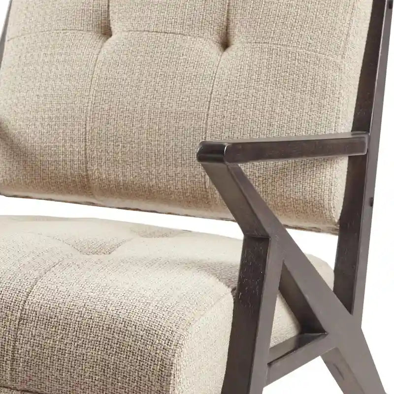 Mid-Century Modern Upholstered Accent Arm Chair with Angled Wood Frame